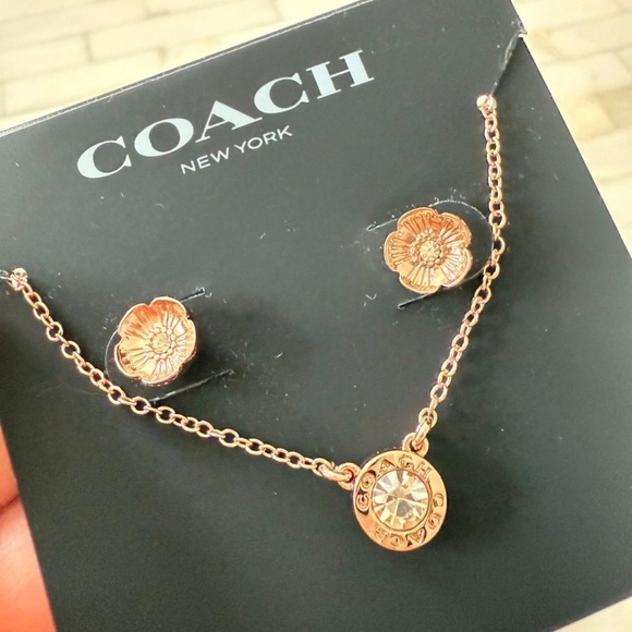 Coach Gold Necklace and Earring Set - Picture 1 of 3